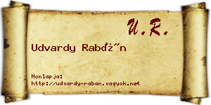Udvardy Rabán névjegykártya